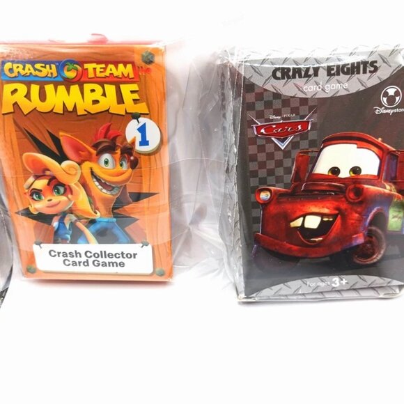 Kids Card Games Lot Of 3 Crazy Eights Cars, Pass N Match,Crash + Rumble New - Picture 2 of 7